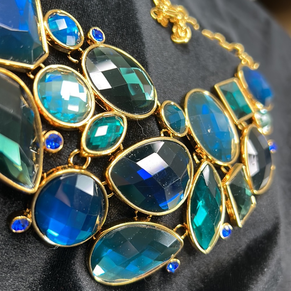 #41 Vintage Joan Rivers Statement Necklace Blue Teal, Stunning Piece - Picture 4 of 7